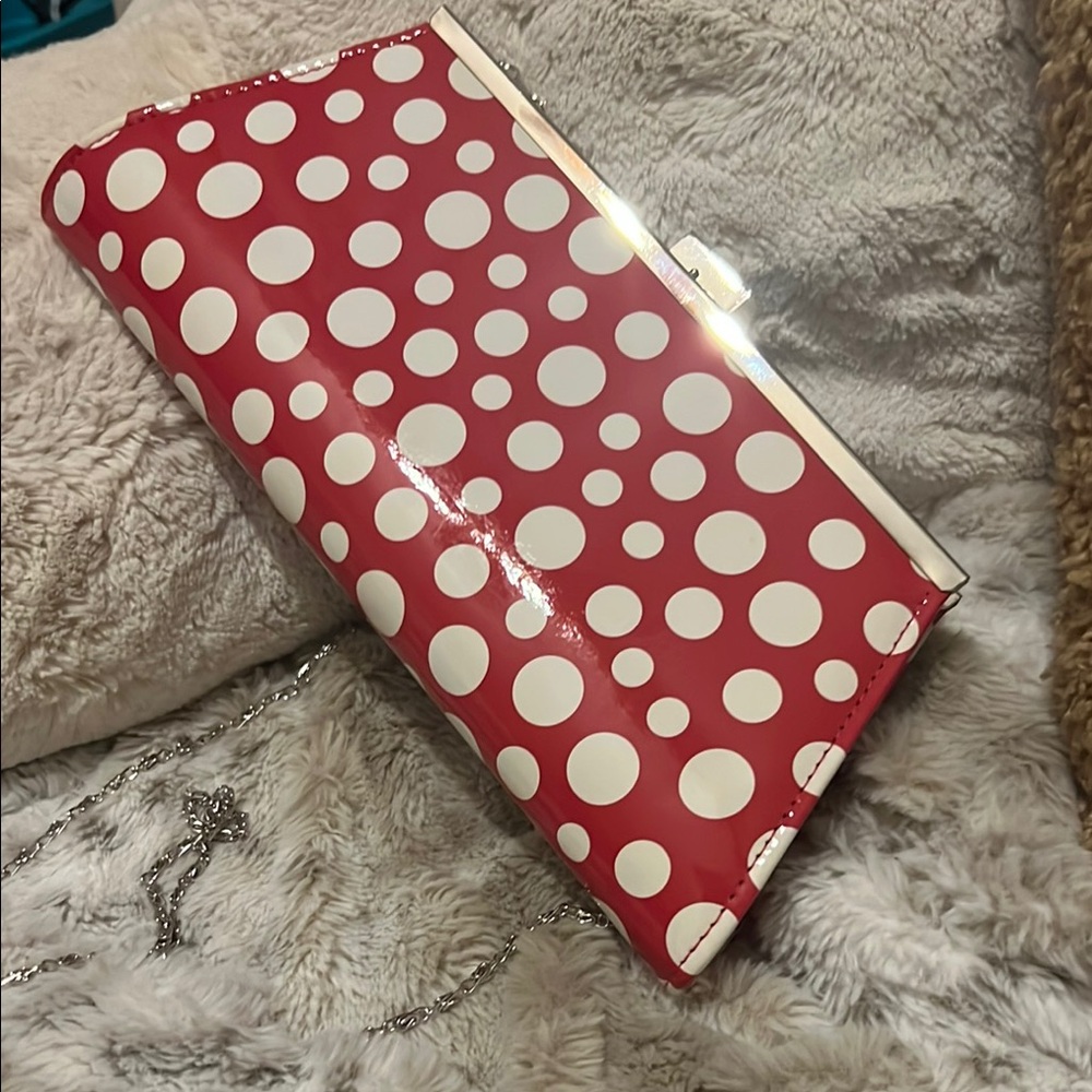 Neiman Marcus Red and White Polka Dot Wristlet